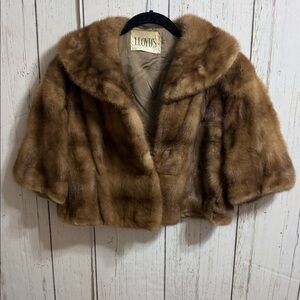 Vintage LLOYD's Brown Mink Fur Stohl 3/4 Sleeves Crop Jacket